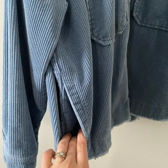 Zara Light Blue Corduroy Jean Shirt Jacket - Picture 4 of 5